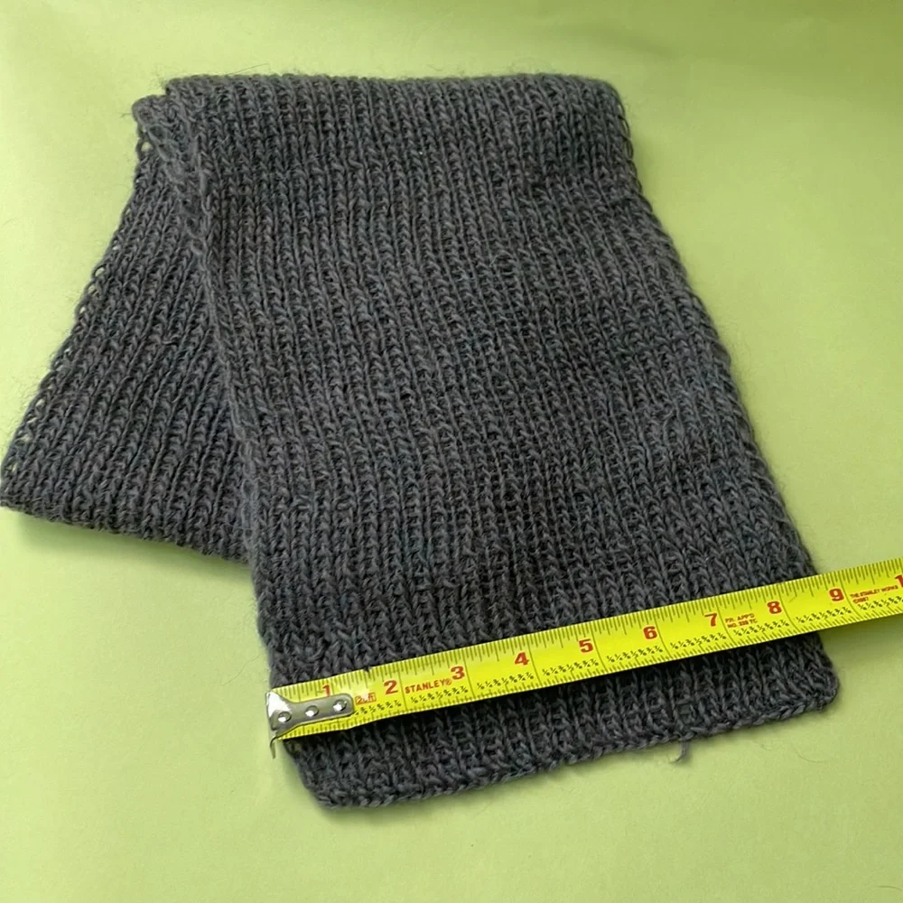 Hand knitted dark gray 100% scarf